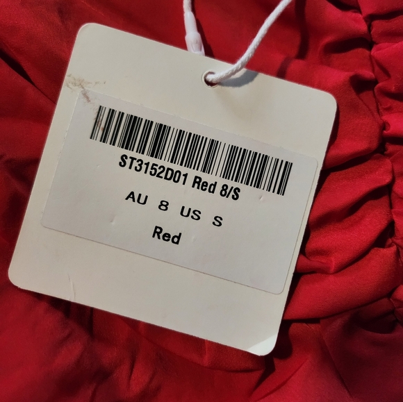 Selfie Leslie Annabella Strapless Tied Back Frill Hem Mini Dress Red - Picture 10 of 11